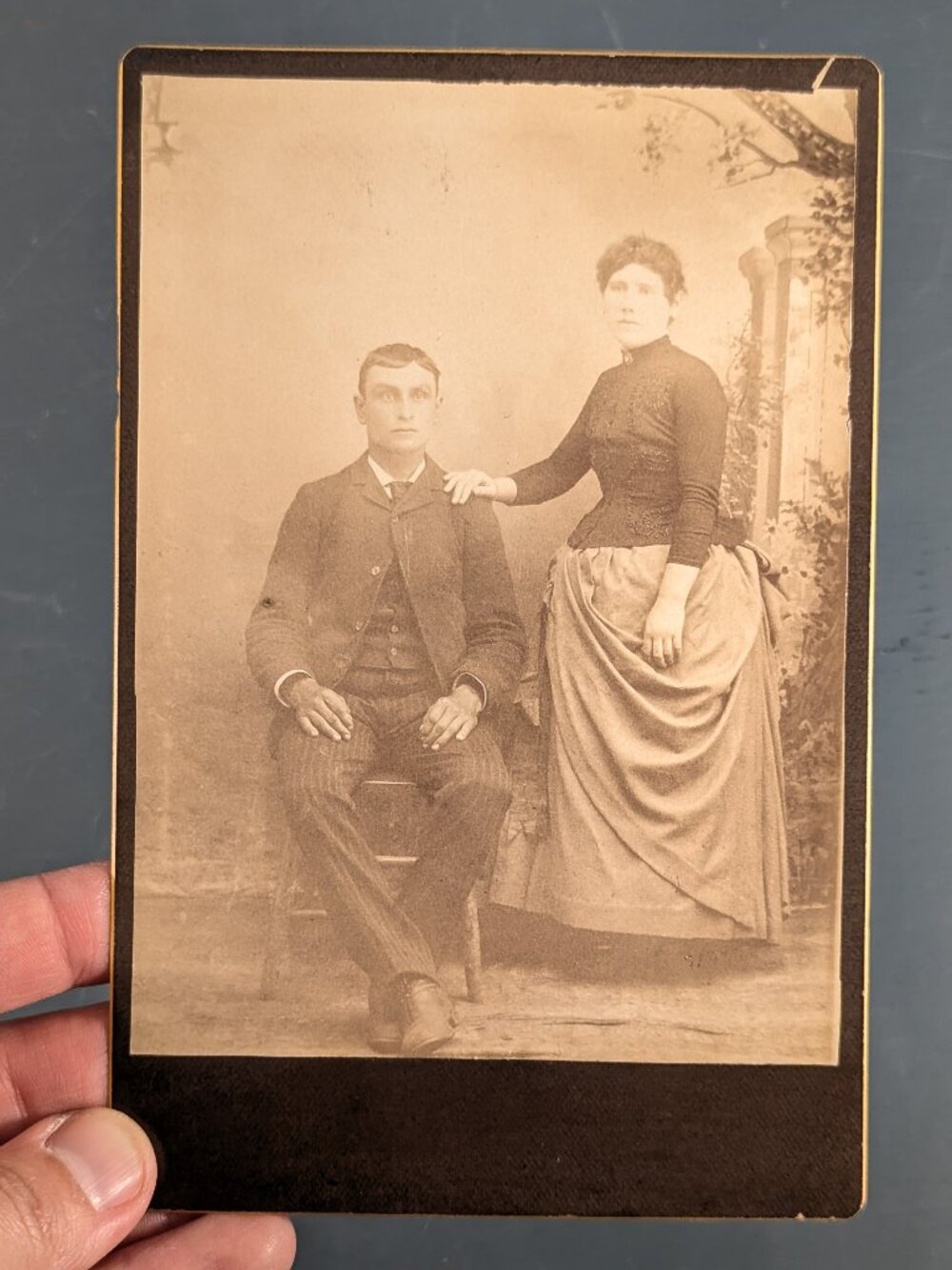 Antique Victorian Cabinet card of a married couple